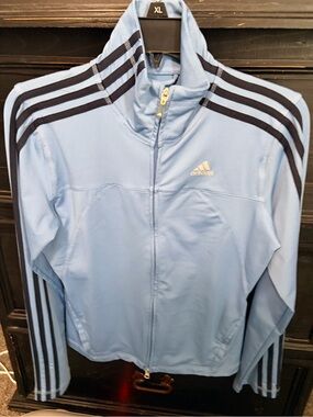adidas Blue Zip-Up Track Jacket with Subtle Logo